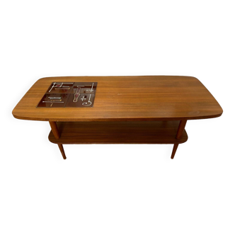 50s coffee table in wood and tiles