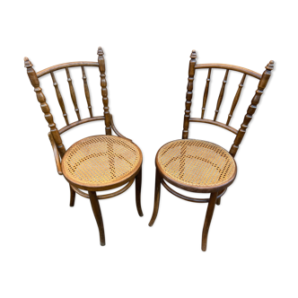 Paire de chaises bistrot viennoise bois courbé Fischel