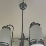 Lampadario Di Design Anni 70 3 Luci In Vetro E Acciaio Modernariato Vintage