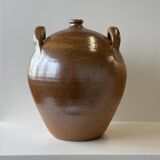 Large round stoneware jar