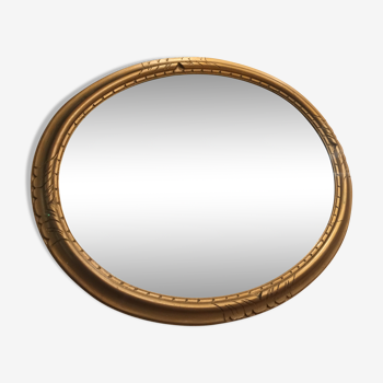 Miroir ovale en bois doré 67x47cm