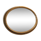 Golden wood oval mirror  67x47cm