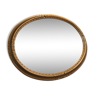 Golden wood oval mirror  67x47cm