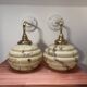 Pair of vintage marbled opaline globe wall lights