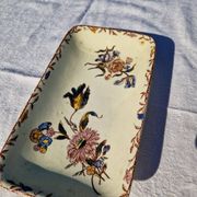 Clairefontaine earthenware plate and fruit bowl set, Saxe model