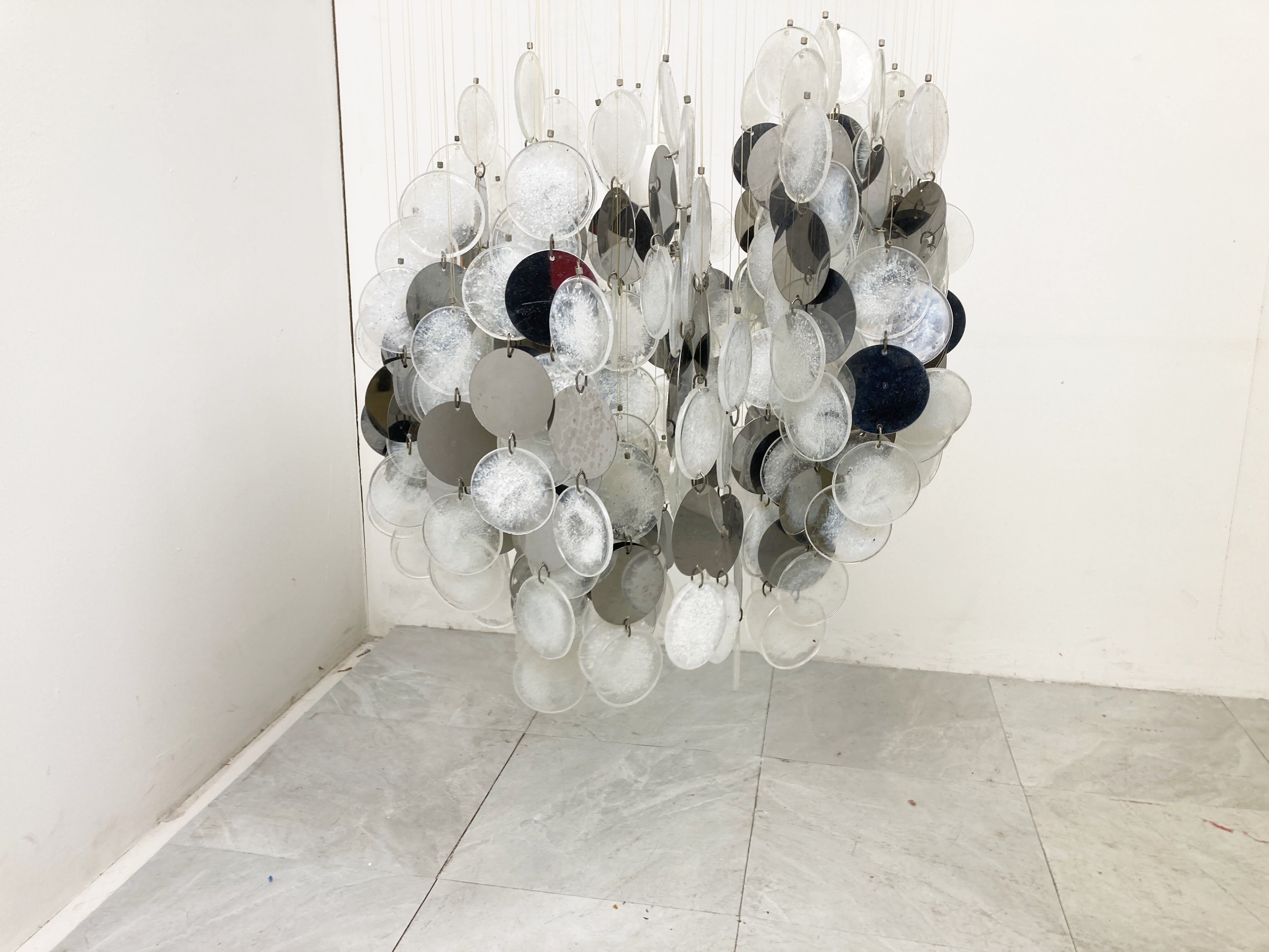 Mid century glass chandelier, 1970s