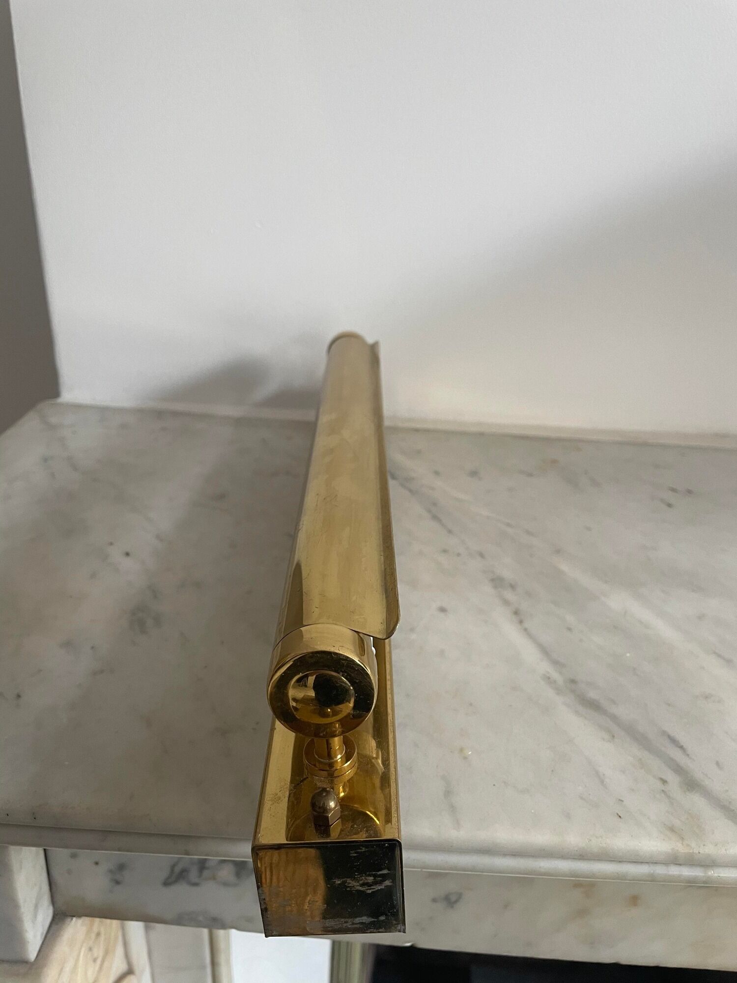 Vintage adjustable matt golden brass wall lamp, CVL, France 1980
