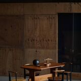 Primitive Swedish oval dining table in pine, early 20th century.