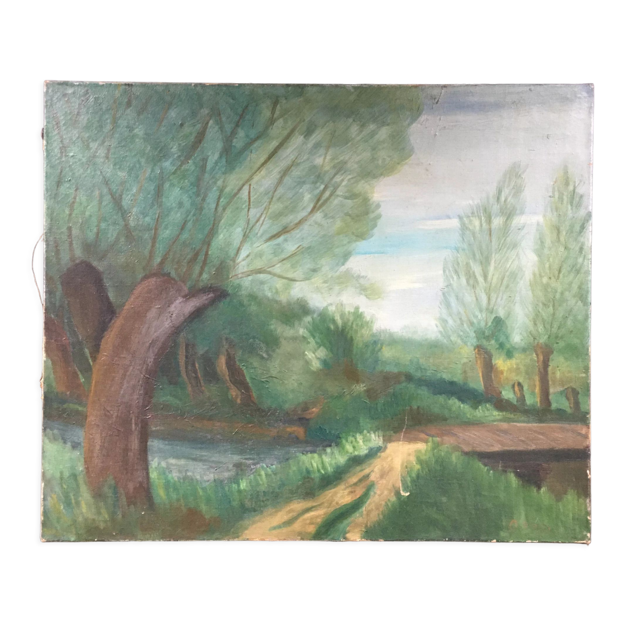 Green countryside landscape board
