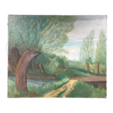 Green countryside landscape board