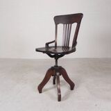 Oak desk chair, studio chair, height adjustable, 1930s