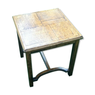 Table ancienne carrée plateau chêne façon parquet de Versailles