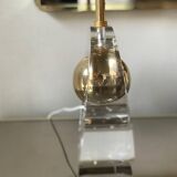 Base de lampe en Lucite et laiton, design espagnol par Paco Dominguez