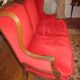 Antique Louis XV style red velvet sofa