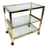 Vintage chrome and gold side table from the 1980s.