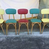 Set of 5 colorful bistro chairs
