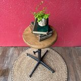 Adjustable industrial stool in metal & wood