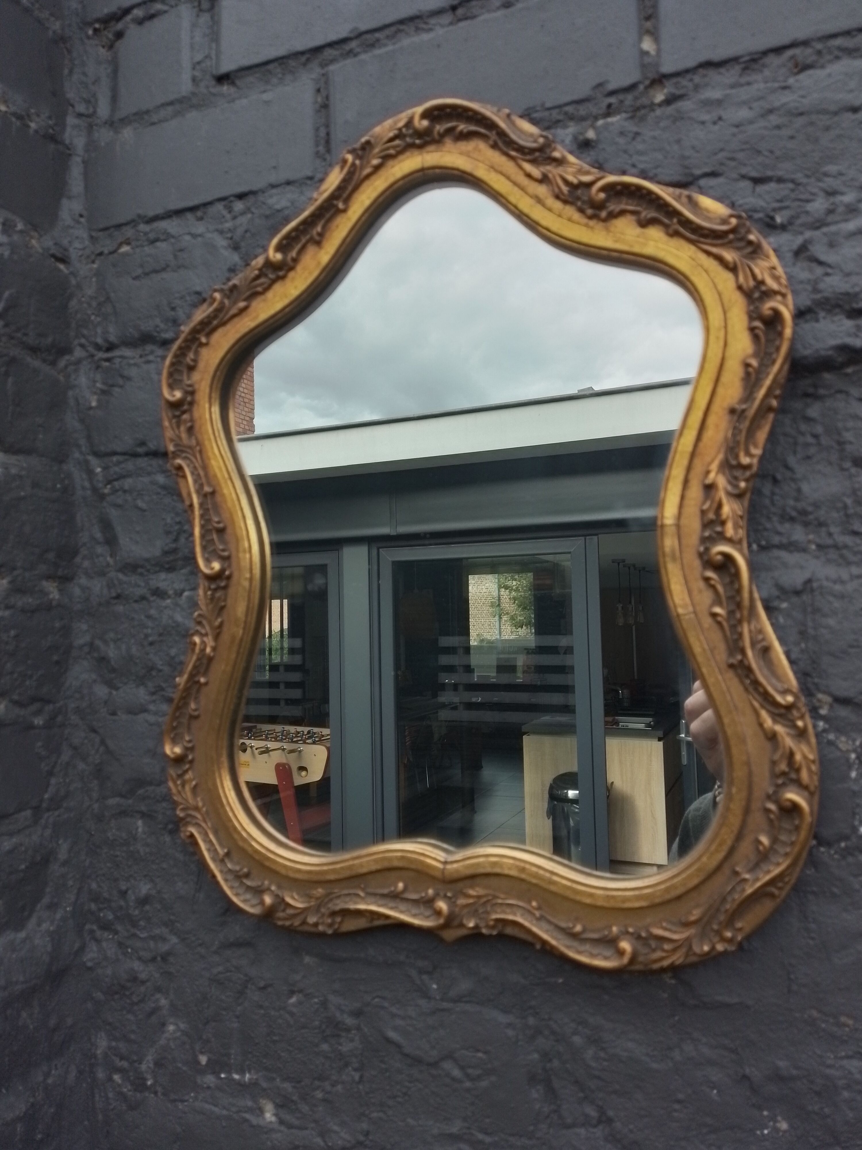 Mirror gilded and carved wood 50' vintage 35x55cm