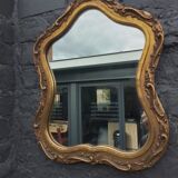 Mirror gilded and carved wood 50' vintage 35x55cm