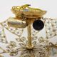 Antique 4-light star-shaped ceiling light in brass, glass pendants. 1980s