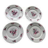 Set of 4 flat plates, in art deco porcelain