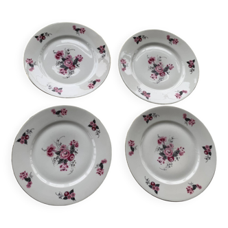 Lot de 4 assiettes plates, en porcelaine art déco
