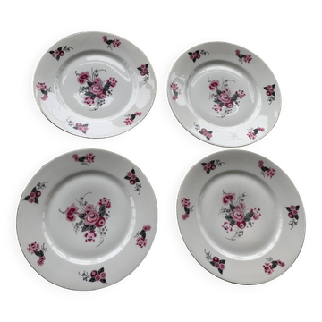 Lot de 4 assiettes plates, en porcelaine art déco