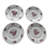 Set of 4 flat plates, in art deco porcelain