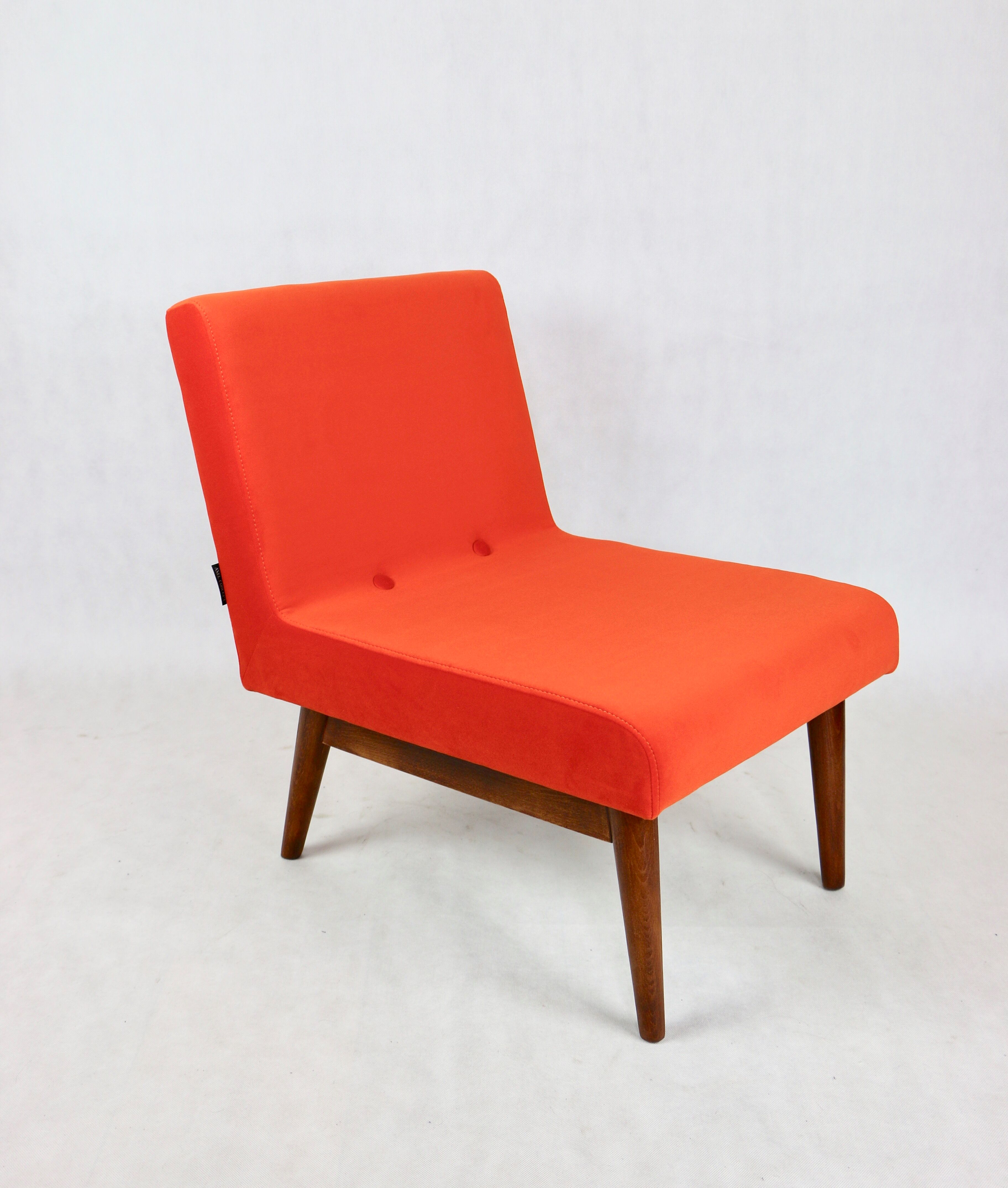 Chaise vintage en velours bleu orangé, années 1970