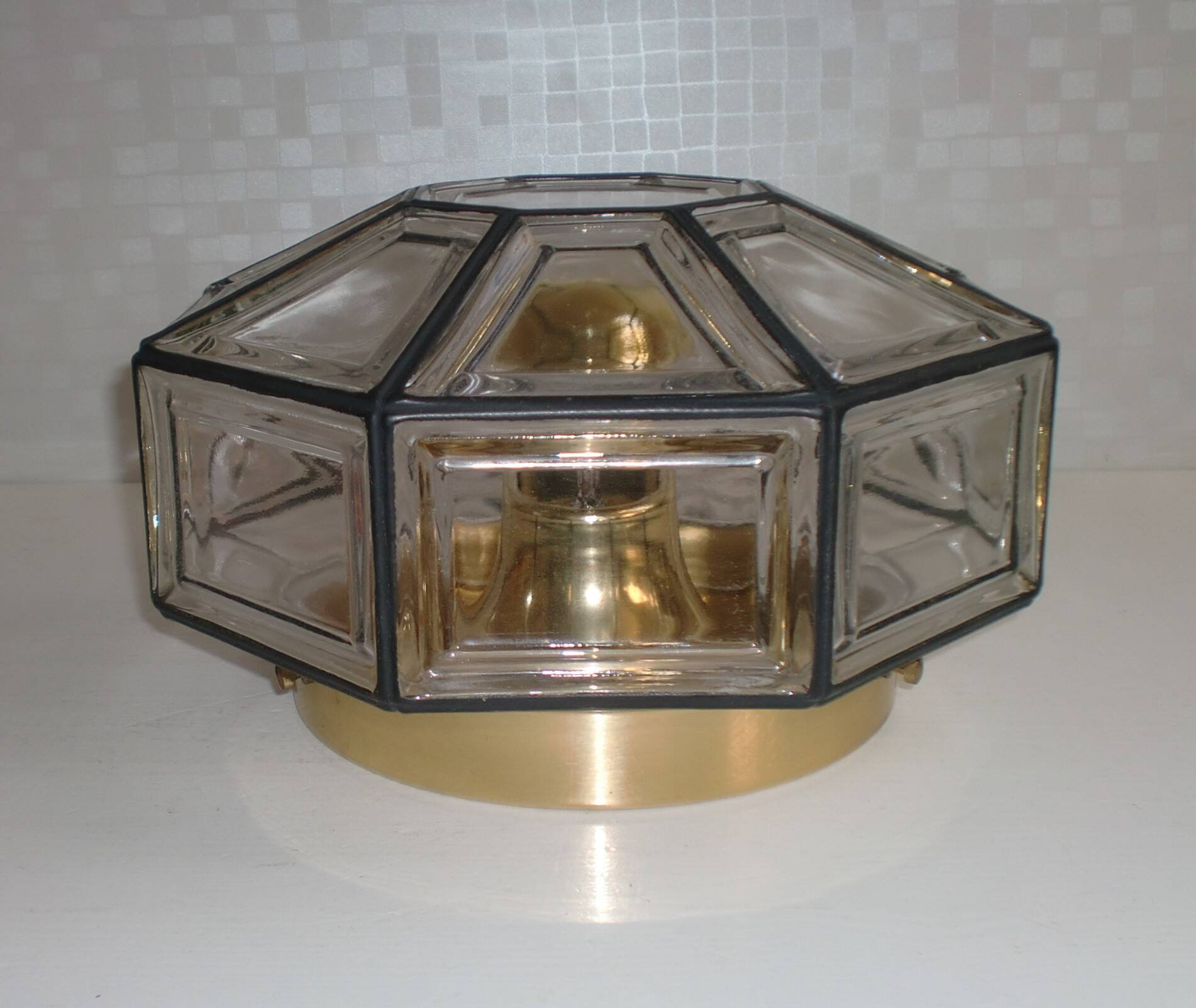 30x17cm glashütte limburg wall ceiling lamp model 2813, geometric shape