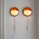 Wall lamps /wall sconce, pine wood / acryl marksljöd, sweden 1970s, pair