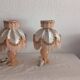 Pair of vintage alabaster lamps in Boudoir style – Fringed lampshade