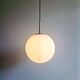 Large satin white opal glass pendant light, Limburg, 1970