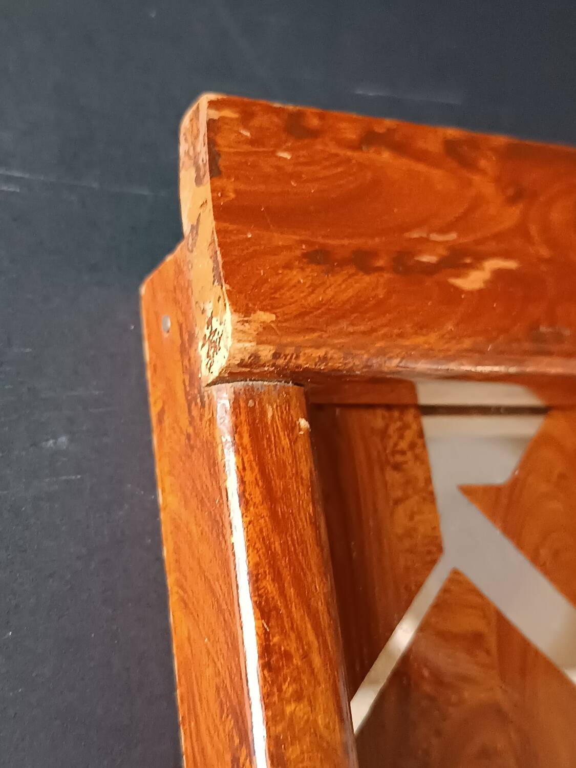 Two wooden and glass trays