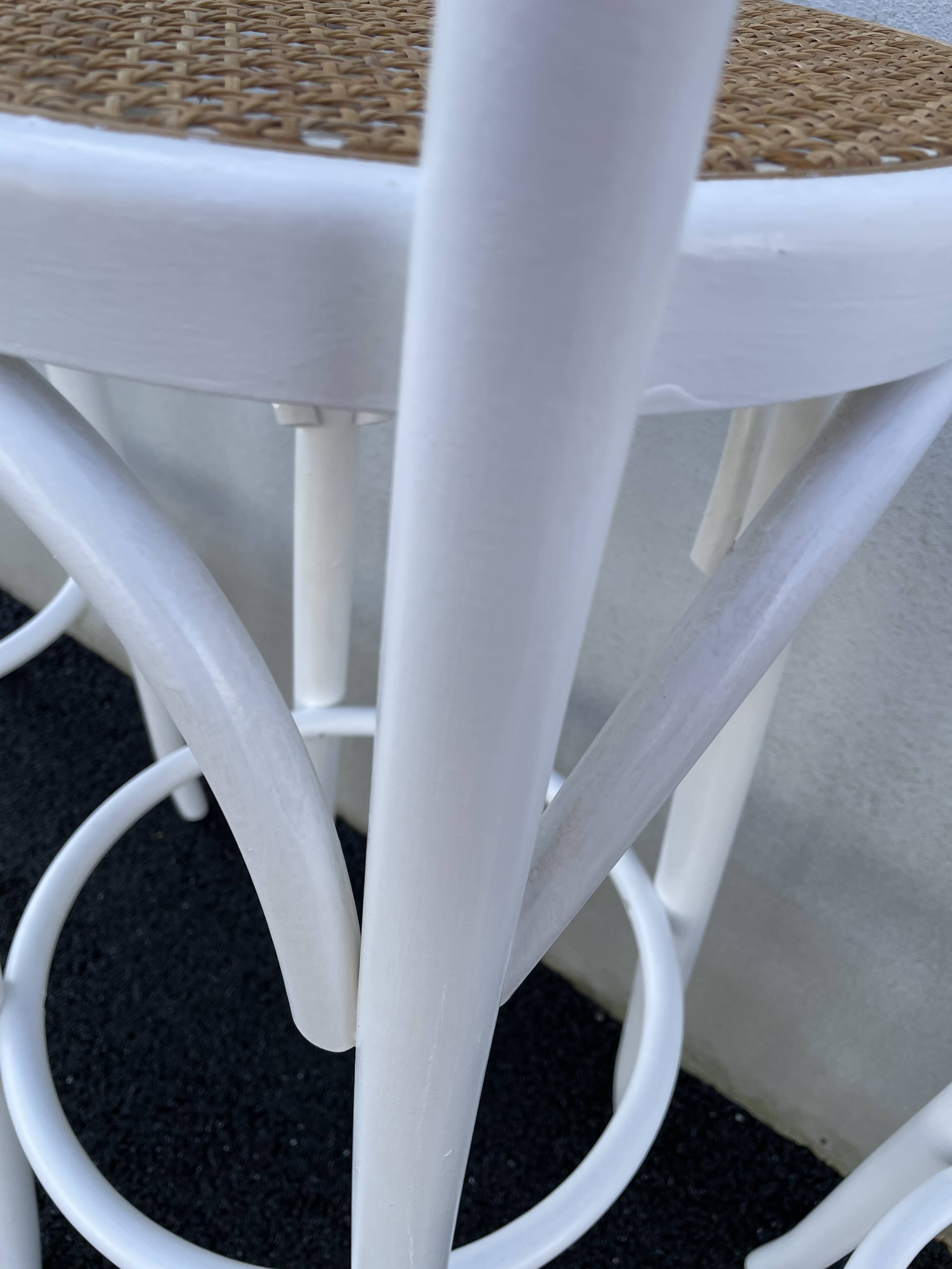 High stools in cane and curved wood 1970-1980