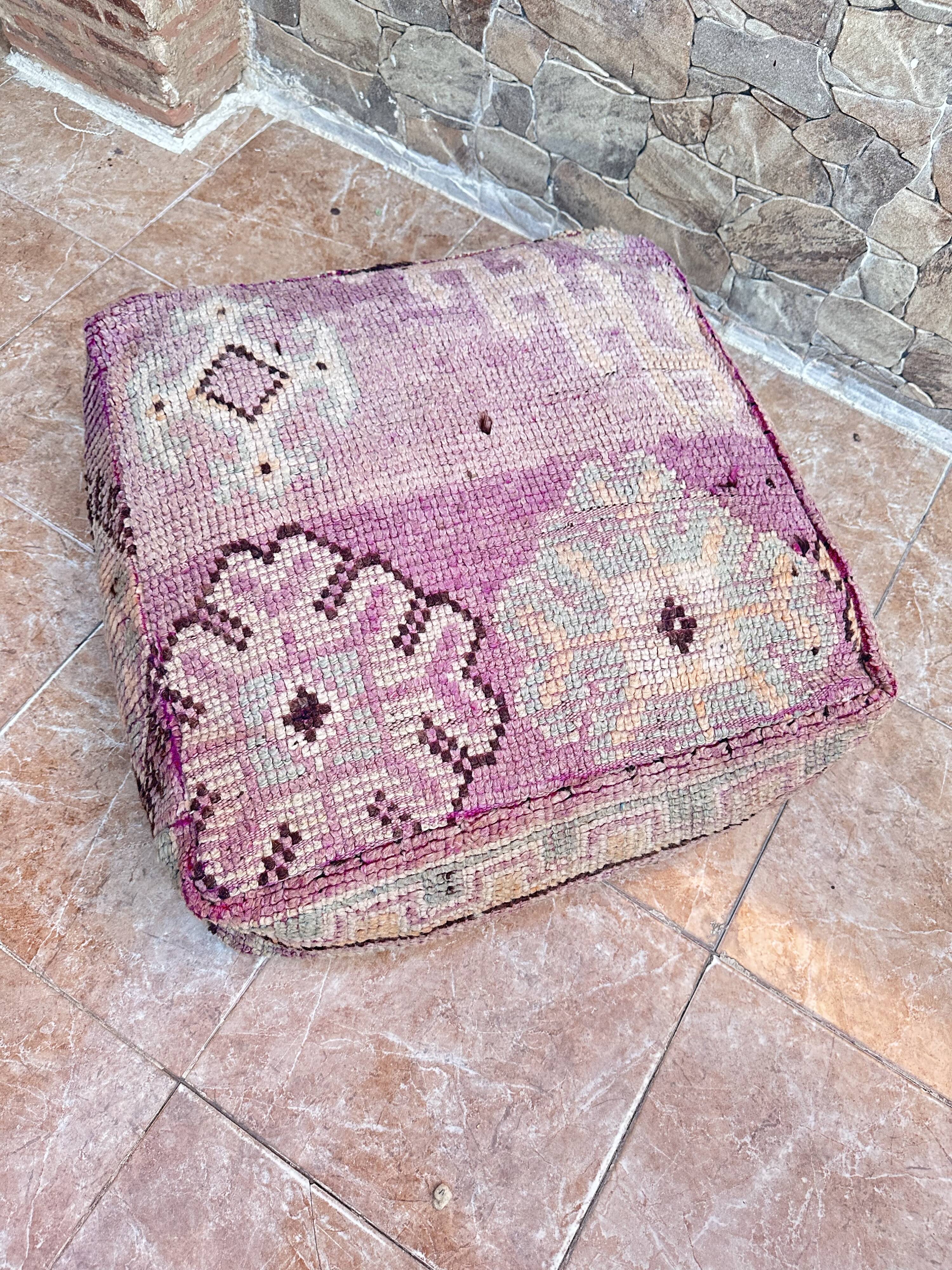 Handmade Berber Kilim pouf, floor cushion