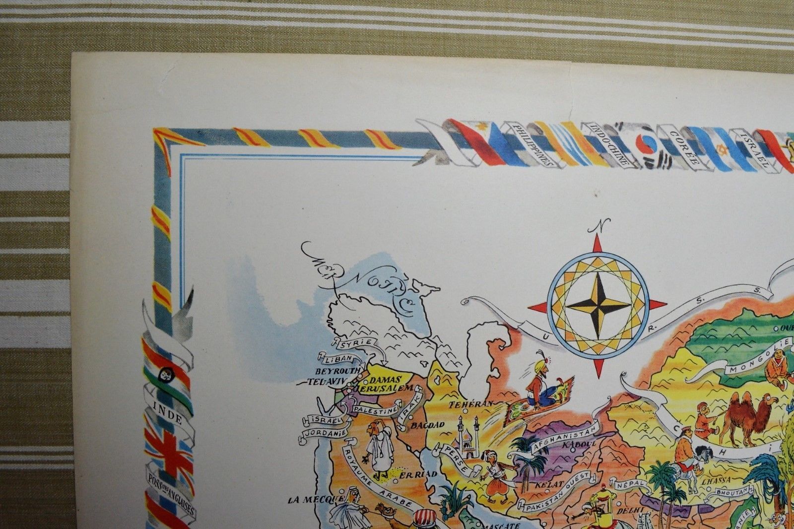 Illustrated map of Asia of Jacques Liozu world map