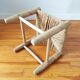 Vintage low stool 60s straw seat