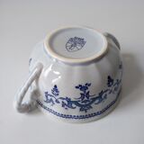 Set of 4 large cups with sky blue handles with Royal navy blue decoration signed salins Ségur ceramic France