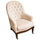 Cabriolet armchair in mahogany, Napoleon III period, tufted fabric, 19th century.