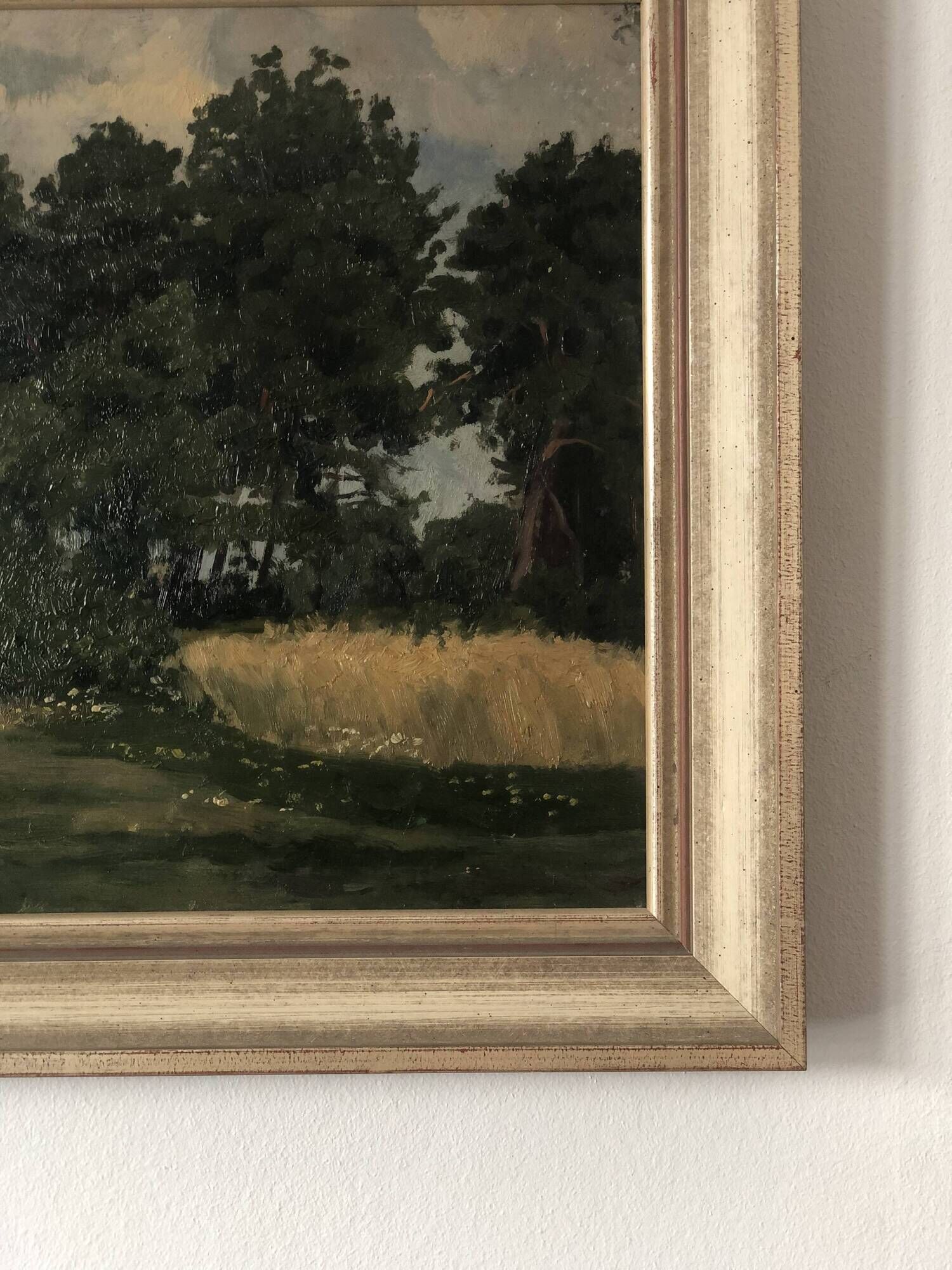 Vintage Original Landscape Oil Painting: Rowboat Nature Art