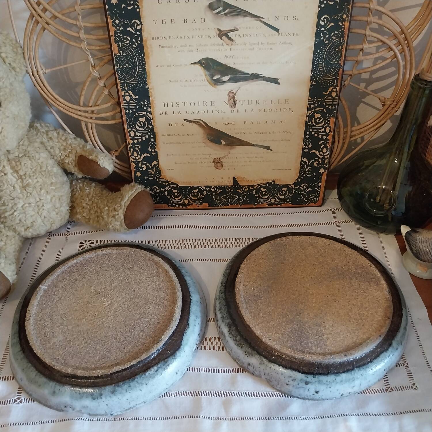 Vintage glazed stoneware appetizer dishes