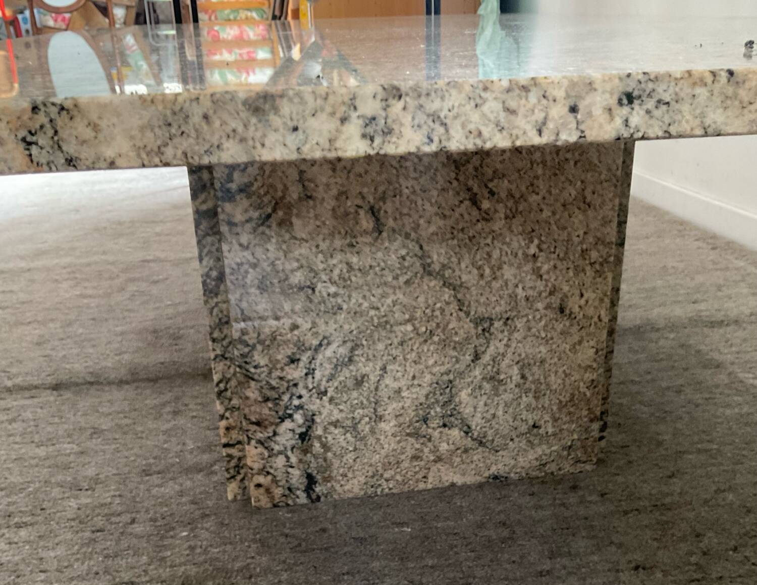 Large minimalist vintage granite coffee table