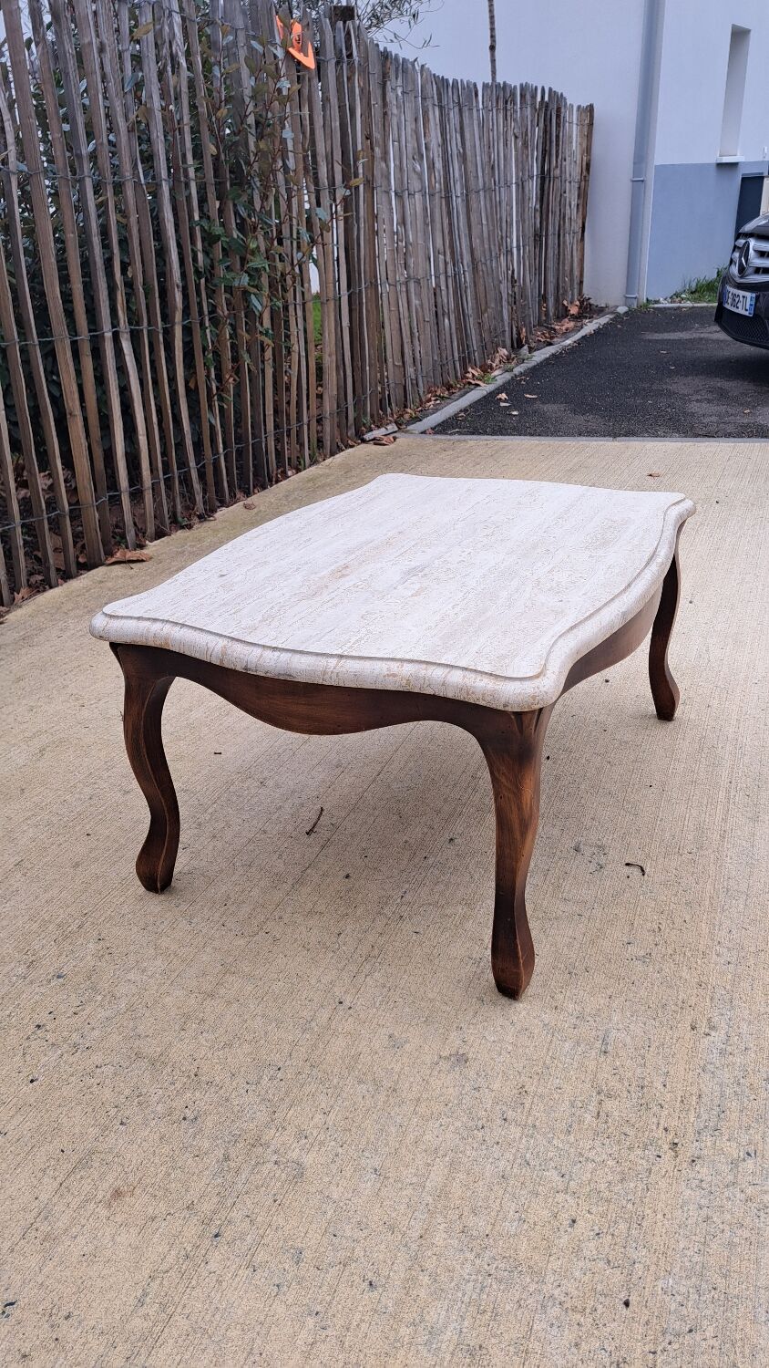 Wood and marble coffee table