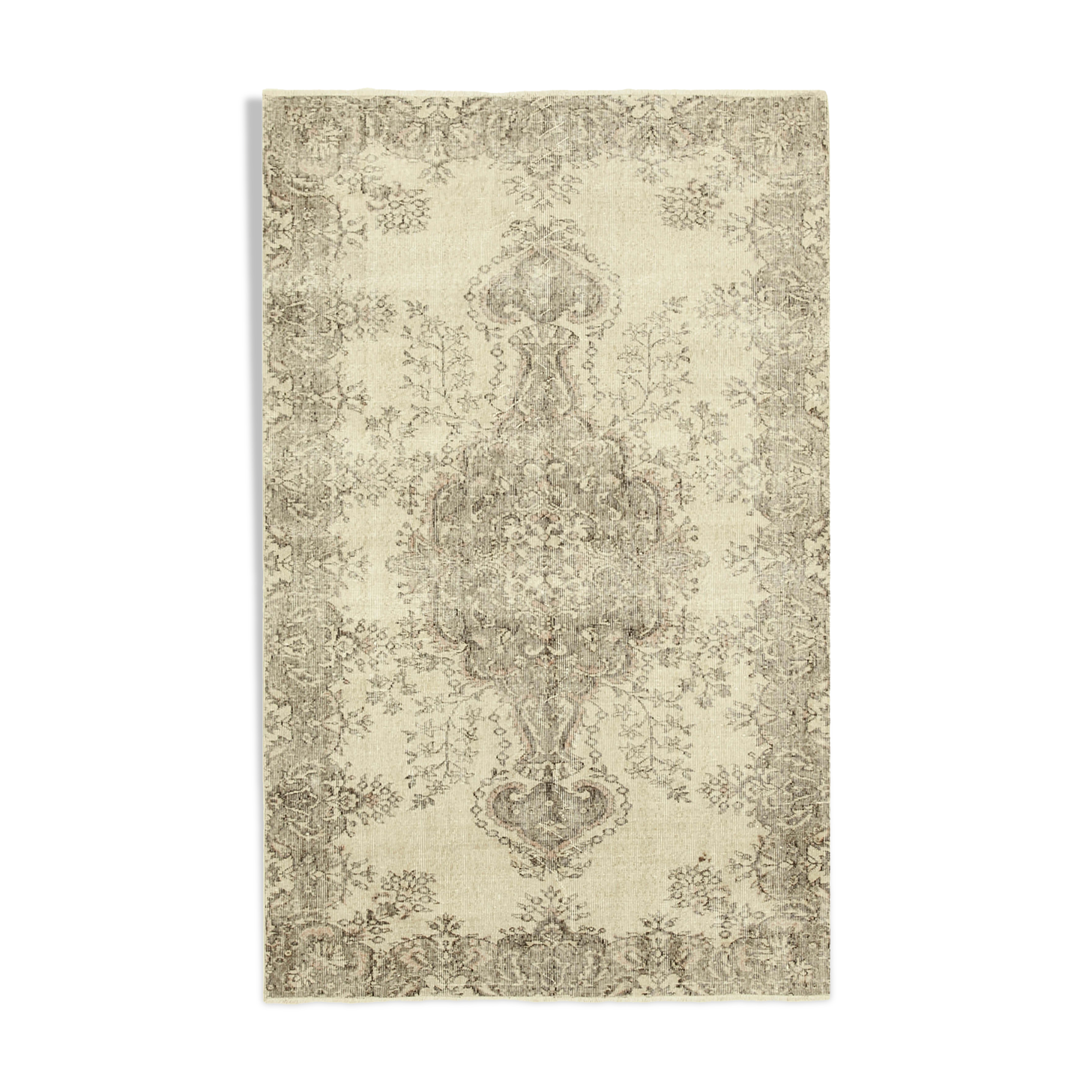 Handmade antique oriental beige rug 156 cm x 253 cm - 38895