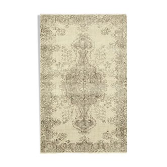 Handmade antique oriental beige rug 156 cm x 253 cm - 38895