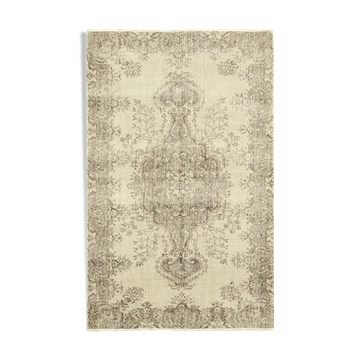 Handmade antique oriental beige rug 156 cm x 253 cm - 38895