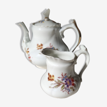 Cafetière et son crémier - porcelaine XIXeme