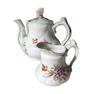 Coffee maker and creamer - porcelain XIX th