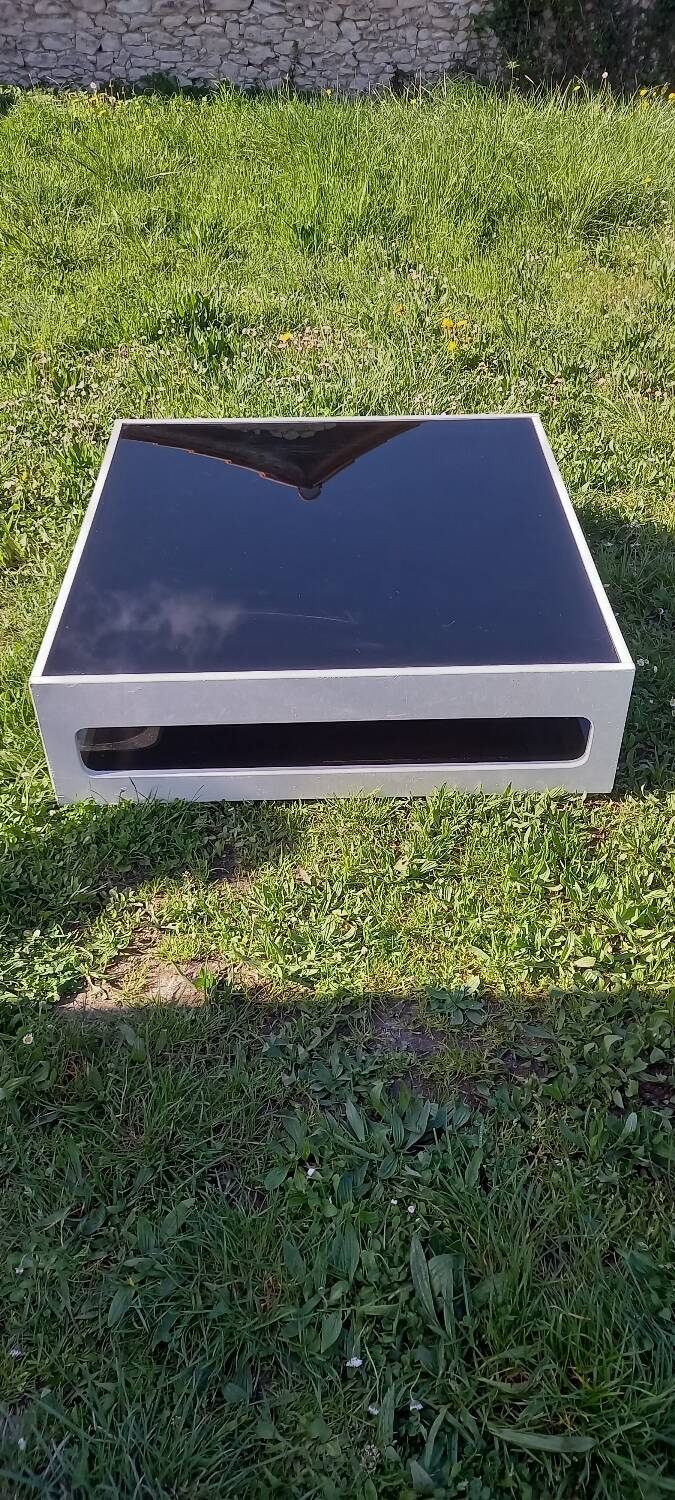 White and black square coffee table